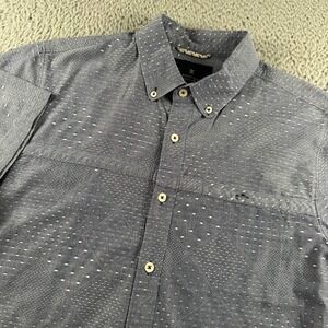 The Roark Revival Shirt Mens M Short Sleeve Button‎ Down Pocket Blue Dot Cotton
